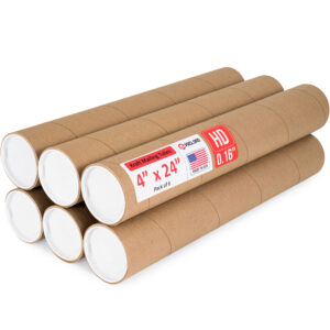 4" x 24" Made in USA Heavy Duty Reinforced Kraft Paper Mailing Tubes, Pack of 6 (MT-424-HD-6)