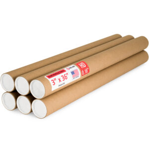 3" x 36" Made in USA Heavy Duty Reinforced Kraft Paper Mailing Tubes, Pack of 6 (MT-336-HD-6)