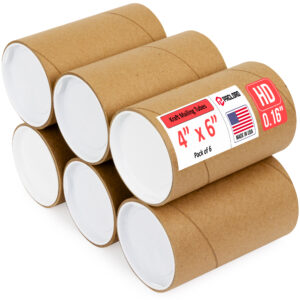 4" x 6" Made in USA Heavy Duty Reinforced Kraft Paper Mailing Tubes, Pack of 6 (MT-46-HD-6)