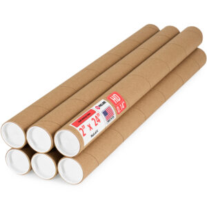 2" x 24" Made in USA Heavy Duty Reinforced Kraft Paper Mailing Tubes, Pack of 6 (MT-224-HD-6)
