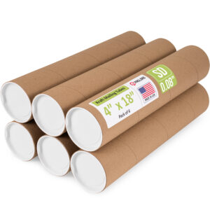 4" x 18" Made in USA Reinforced Kraft Paper Mailing Tubes, Pack of 6 (MT-418-6)