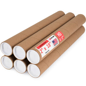 2" x 18" Made in USA Heavy Duty Reinforced Kraft Paper Mailing Tubes, Pack of 6 (MT-218-HD-6)