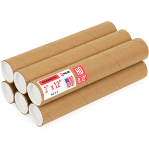 2" x 12" Made in USA Heavy Duty Reinforced Kraft Paper Mailing Tubes, Pack of 6 (MT-212-HD-6)