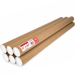 4" x 60" Made in USA Heavy Duty Reinforced Kraft Paper Mailing Tubes, Pack of 6 (MT-460-HD-6)