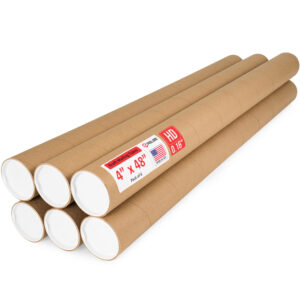 4" x 48" Made in USA Heavy Duty Reinforced Kraft Paper Mailing Tubes, Pack of 6 (MT-448-HD-6)