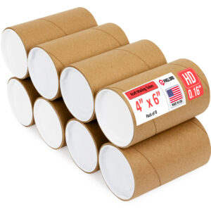 4" x 6" Made in USA Heavy Duty Reinforced Kraft Paper Mailing Tubes, Pack of 8 - For Shipping and Storing Posters