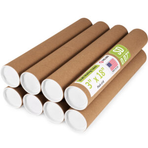 3" x 18" Made in USA Reinforced Kraft Paper Mailing Tubes, Pack of 8 (MT-318-8)