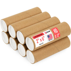 2" x 6" Made in USA Heavy Duty Reinforced Kraft Paper Mailing Tubes, Pack of 8 (MT-26-HD-8)