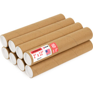 2" x 12" Made in USA Heavy Duty Reinforced Kraft Paper Mailing Tubes, Pack of 8 (MT-212-HD-8)
