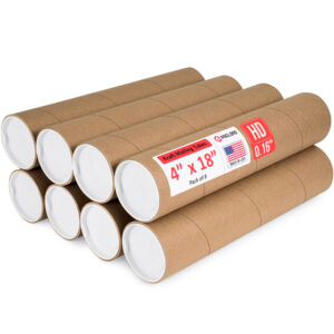 4" x 18" Made in USA Heavy Duty Reinforced Kraft Paper Mailing Tubes, Pack of 8 (MT-418-HD-8)