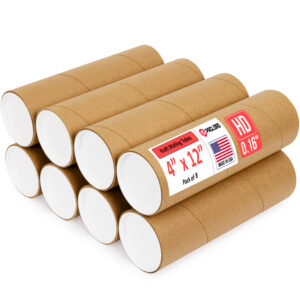4" x 12" Made in USA Heavy Duty Reinforced Kraft Paper Mailing Tubes, Pack of 8 (MT-412-HD-8)