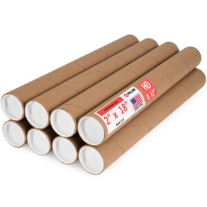 2" x 18" Made in USA Heavy Duty Reinforced Kraft Paper Mailing Tubes, Pack of 8 (MT-218-HD-8)