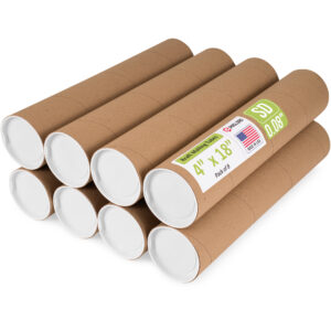 4" x 18" Made in USA Reinforced Kraft Paper Mailing Tubes, Pack of 8 (MT-418-8)