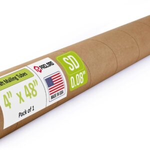 4" x 48" Reinforced Kraft Paper Mailing Tube with 2 Caps (MT-448)
