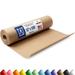 12" x 1200" USA Made Construction Paper Rolls, 45 lbs/66 GSM Thickness - Brown (CP-1210-NK)