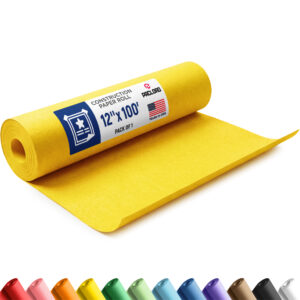 12" x 1200" USA Made Construction Paper Rolls, 45 lbs/66 GSM Thickness - Yellow (CP-1210-YE)