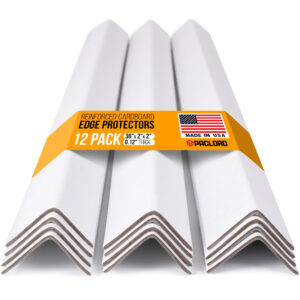 36" x 2" x 2" Reinforced Cardboard Edge Protectors, White, Pack of 12, 0.12" Thick Medium-Duty (EP-36120-12)