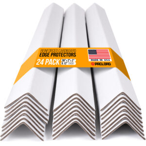 36" x 2" x 2" Reinforced Cardboard Edge Protectors, White, Pack of 24, 0.12" Thick Medium-Duty (EP-36120-24)