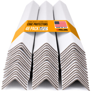 36" x 2" x 2" Reinforced Cardboard Edge Protectors, White, Pack of 48, 0.12" Thick Medium-Duty (EP-36120-48)