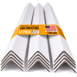 36" x 2" x 2" Reinforced Cardboard Edge Protectors, White, Pack of 12, 0.16" Thick Heavy-Duty (EP-36160-12)