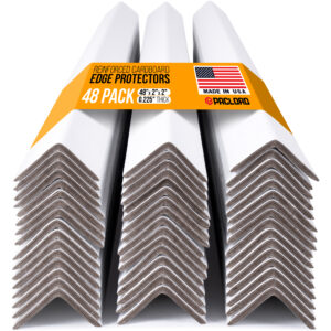 48" x 2" x 2" Reinforced Cardboard Edge Protectors, White, Pack of 48, 0.225" Thick Extra Heavy-Duty (EP-48225-48)