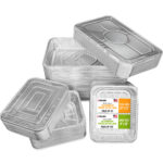 Aluminum Foil Pans with Lids - Set of 50 Full Size 21" x 13" and 100 Half Size 9" x 13" Disposable Aluminum Pans with Lids (AL-S50100-L, B0FM2R969R)