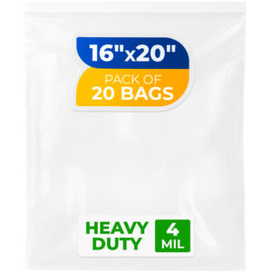 16" x 20" Reclosable Zip Poly Bags, Pack of 20, 4 Mil (RPB-1620-4-20, B0CM68BJBV)