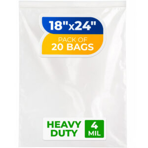18" x 24" Reclosable Zip Poly Bags, Pack of 20, 4 Mil (RPB-1824-4-20, B0CWPKRFBZ)