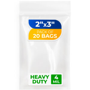 2" x 3" Reclosable Zip Poly Bags, Pack of 20, 4 Mil (RPB-23-4-20, B0CM68SNJ8)