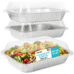 Half Size 9" x 13" Aluminum Foil Pans with Plastic Dome Lids, Set of 3 (AL-5132-S3-DL, B0H1LYLC18)