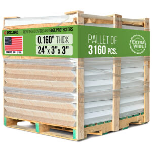 24" x 3" x 3" Reinforced Cardboard Edge Protectors, Pallet of 3160, 0.16" Standard-Duty Thickness (EP-33-24160-P)