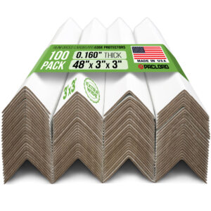 48" x 3" x 3" Reinforced Cardboard Edge Protectors, Pack of 100, 0.16" Standard-Duty Thickness (EP-33-48160-100)