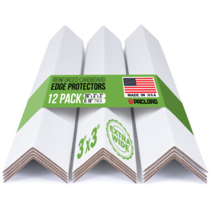 36" x 3" x 3" Reinforced Cardboard Edge Protectors, Pack of 12, 0.16" Standard-Duty Thickness (EP-33-36160-12)