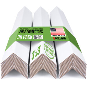 36" x 3" x 3" Reinforced Cardboard Edge Protectors, Pack of 36, 0.16" Standard-Duty Thickness (EP-33-36160-36)