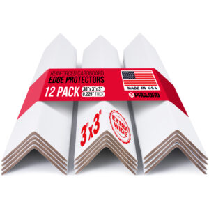 36" x 3" x 3" Reinforced Cardboard Edge Protectors, Pack of 12, 0.225" Heavy-Duty Thickness (EP-33-36200-12)
