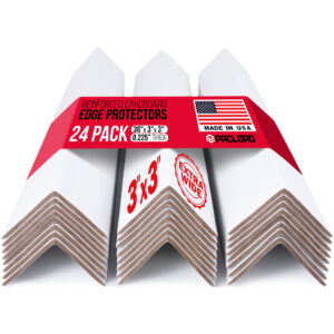 36" x 3" x 3" Reinforced Cardboard Edge Protectors, Pack of 24, 0.225" Heavy-Duty Thickness (EP-33-36200-24)