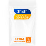 3" x 5" Reclosable Plastic Zip Bags, Pack of 20, 6 Mil (RPB-35-6-20, B0CM695PBB)