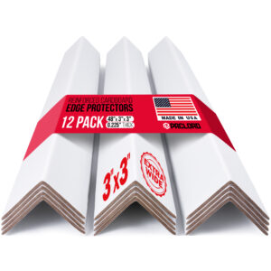 48" x 3" x 3" Reinforced Cardboard Edge Protectors, Pack of 12, 0.225" Heavy-Duty Thickness (EP-33-48200-12)