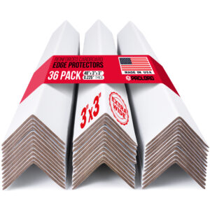 48" x 3" x 3" Reinforced Cardboard Edge Protectors, Pack of 36, 0.225" Heavy-Duty Thickness (EP-33-48200-36)