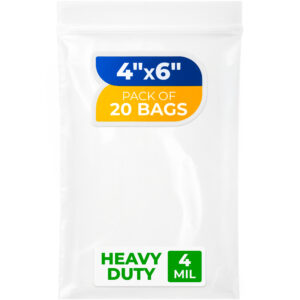 4" x 6" Reclosable Zip Poly Bags, Pack of 20, 4 Mil (RPB-46-4-20, B0CM6B41TJ)