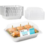 Aluminum Pans Half Size 9" x 13" and Plastic Dome Lids, Set of 50 (AL-HALF-DL-S50, B0H1M7GM44)