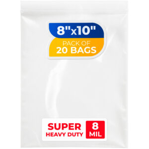 8" x 10" Heavy-Duty Zip Plastic Bags Pack of 20, 8 Mil (RPB-810-8-20, B0CM685ZLL)