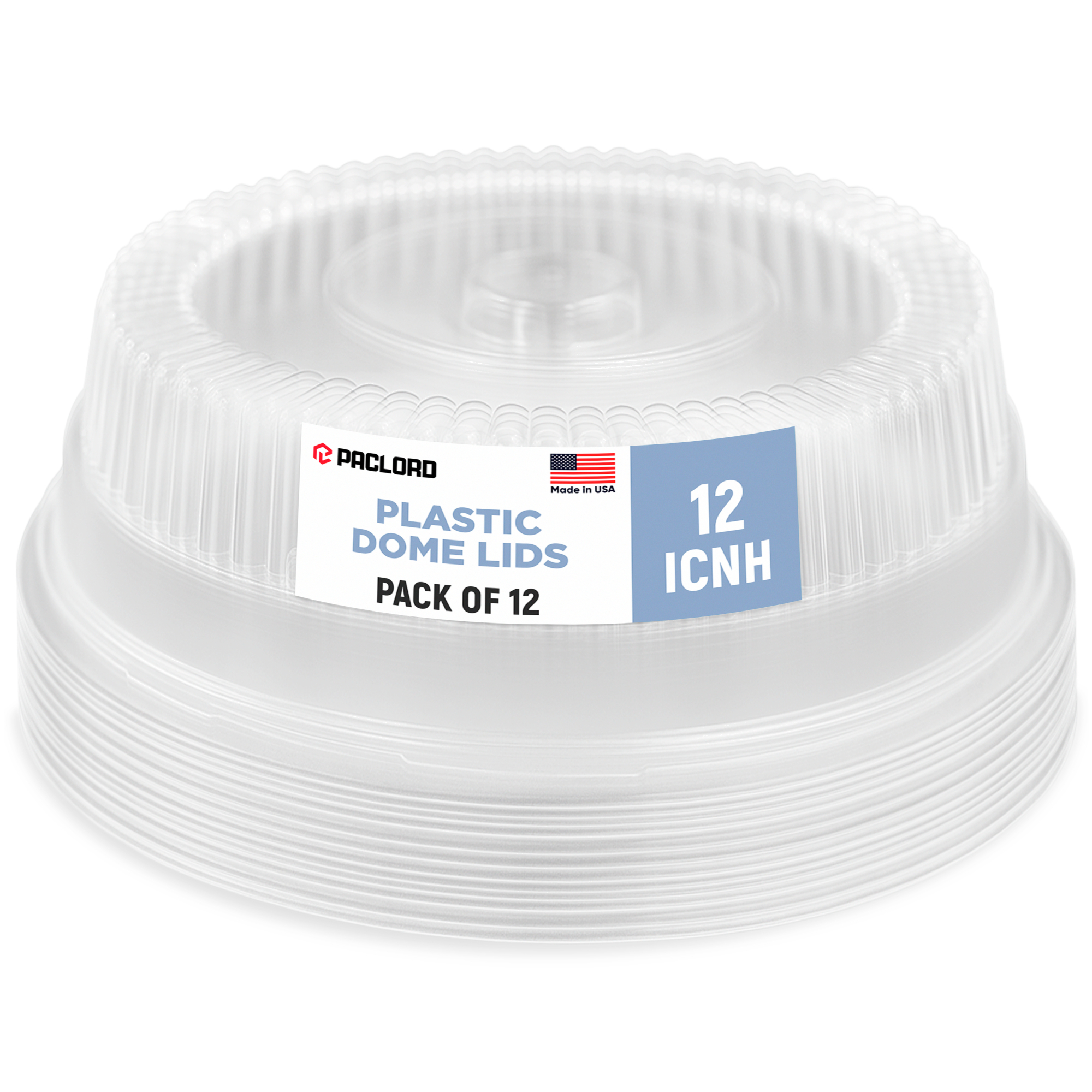 Dome lid for 12_ round plate pack of 12
