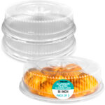 16" Aluminum Round Serving Platters and Plastic Dome Lids, Set of 3 (AL-516-3-DL, B0H1M47LS3)