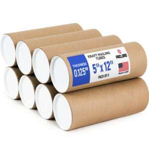 5" x 12" Reinforced Kraft Paper Mailing Tube, Pack of 8 Tube with 16 Caps (MT-512-8, B0GWTGVYYM)
