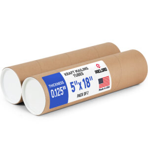 5" x 18" Reinforced Kraft Paper Mailing Tube, Pack of 2 Tubes with 4 Caps (MT-518-2, B0GWTJ5LPV)