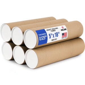 5" x 18" Reinforced Kraft Paper Mailing Tube, Pack of 6 Tubes with 12 Caps (MT-518-6, B0GWTFTC6J)