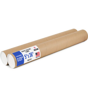 5" x 36" Reinforced Kraft Paper Mailing Tube, Pack of 2 Tubes with 4 Caps (MT-536-2, B0GWTS3DS4)
