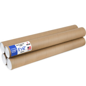5" x 42" Reinforced Kraft Paper Mailing Tube, Pack of 4 Tubes with 8 Caps (MT-542-4, B0GWTGDTSJ)