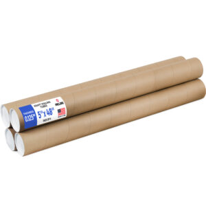 5" x 48" Reinforced Kraft Paper Mailing Tube, Pack of 4 Tubes with 8 Caps (MT-548-4, B0GWTNKMQ2)